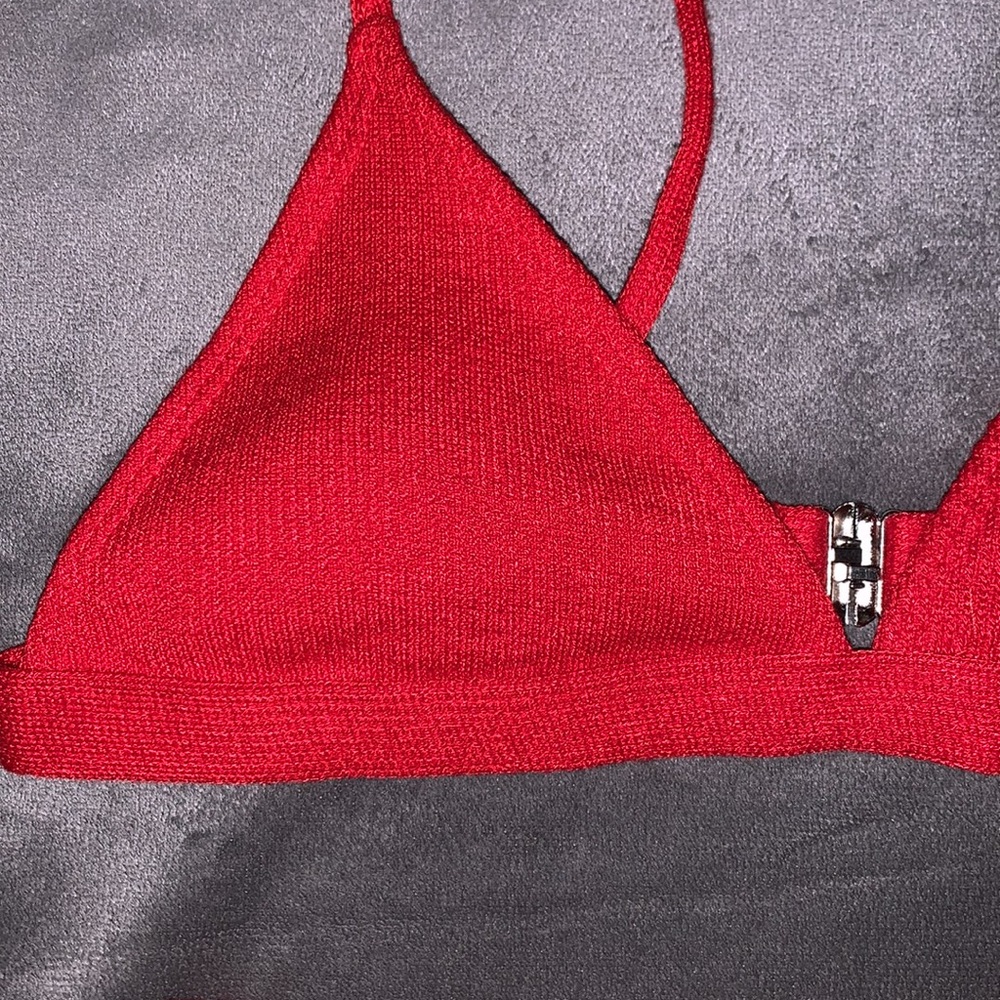 Red Triangular High Waist Bikini - Picture 5 of 10